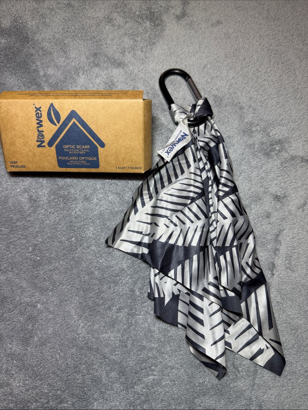 Norwex Black & Gray Leaf-Pattern Optic Scarf